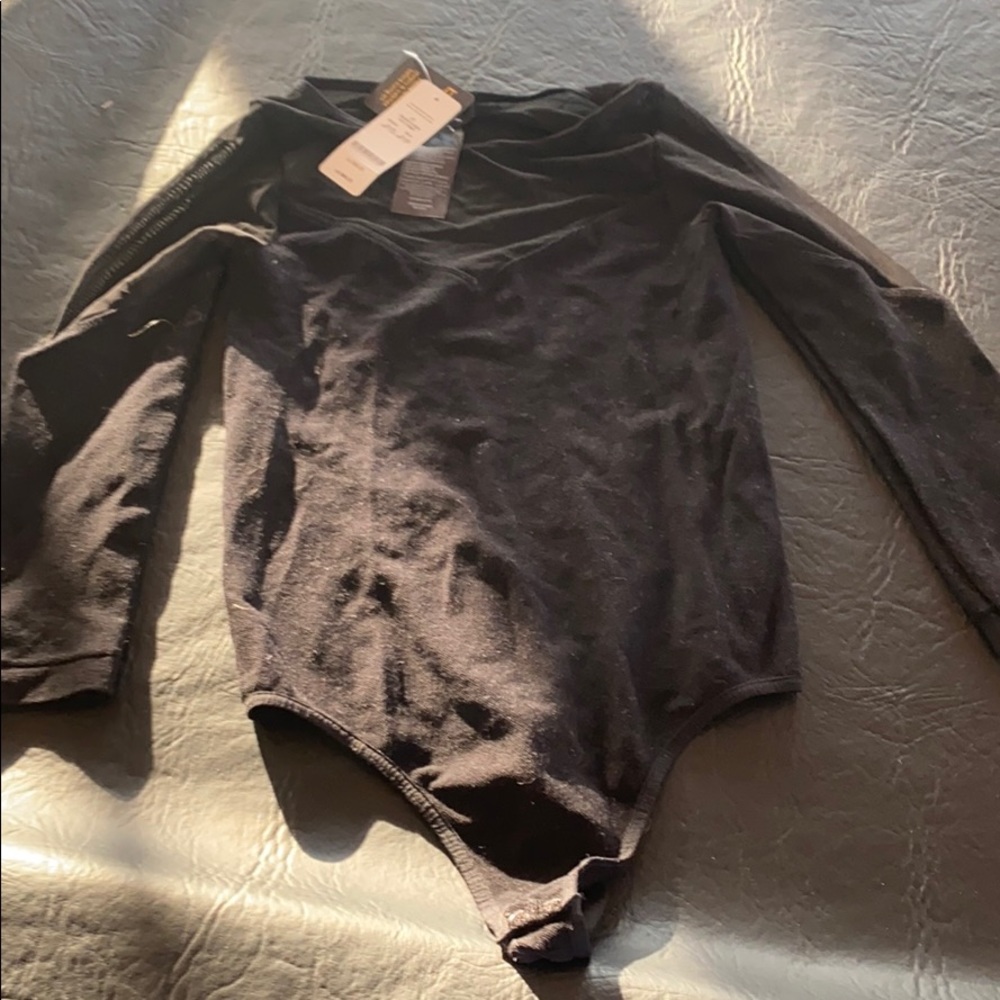 Black and Mesh Bebe Bodysuit